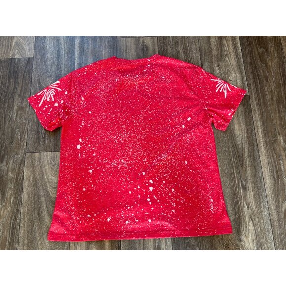 PATRIOTIC AMERICA SHIRT PULLOVER SHORT SLEEVE FIREWORKS USA FLAG WOMENS XL - Picture 5 of 7